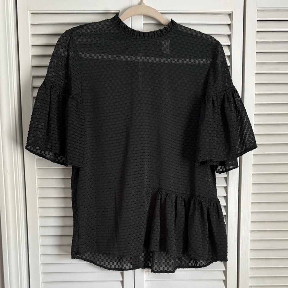 H&M Dark Green Textured Asymmetrical Blouse